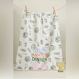 NWT PHTHALO RUTH GIRLS WANT DINNER PARTIES COTTON DISH TOWEL Anthro